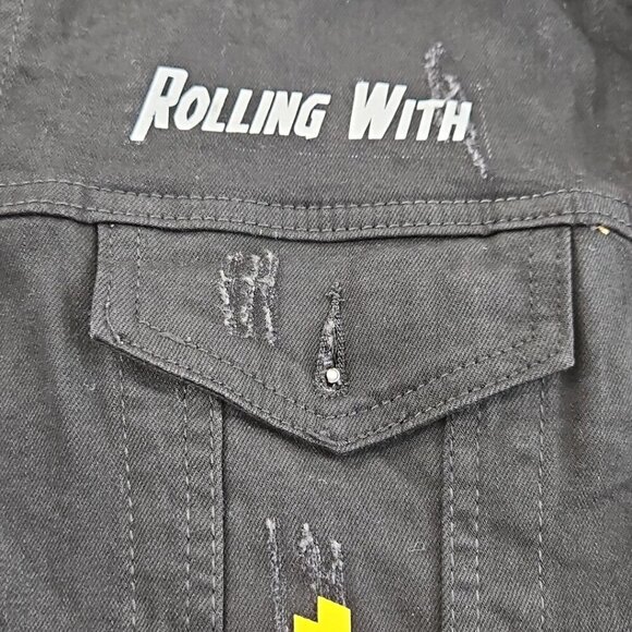 Hudson Outerwear Stretch Denim Jacket Men's Medium Black Long Sleeve Logos EUC - Picture 8 of 16